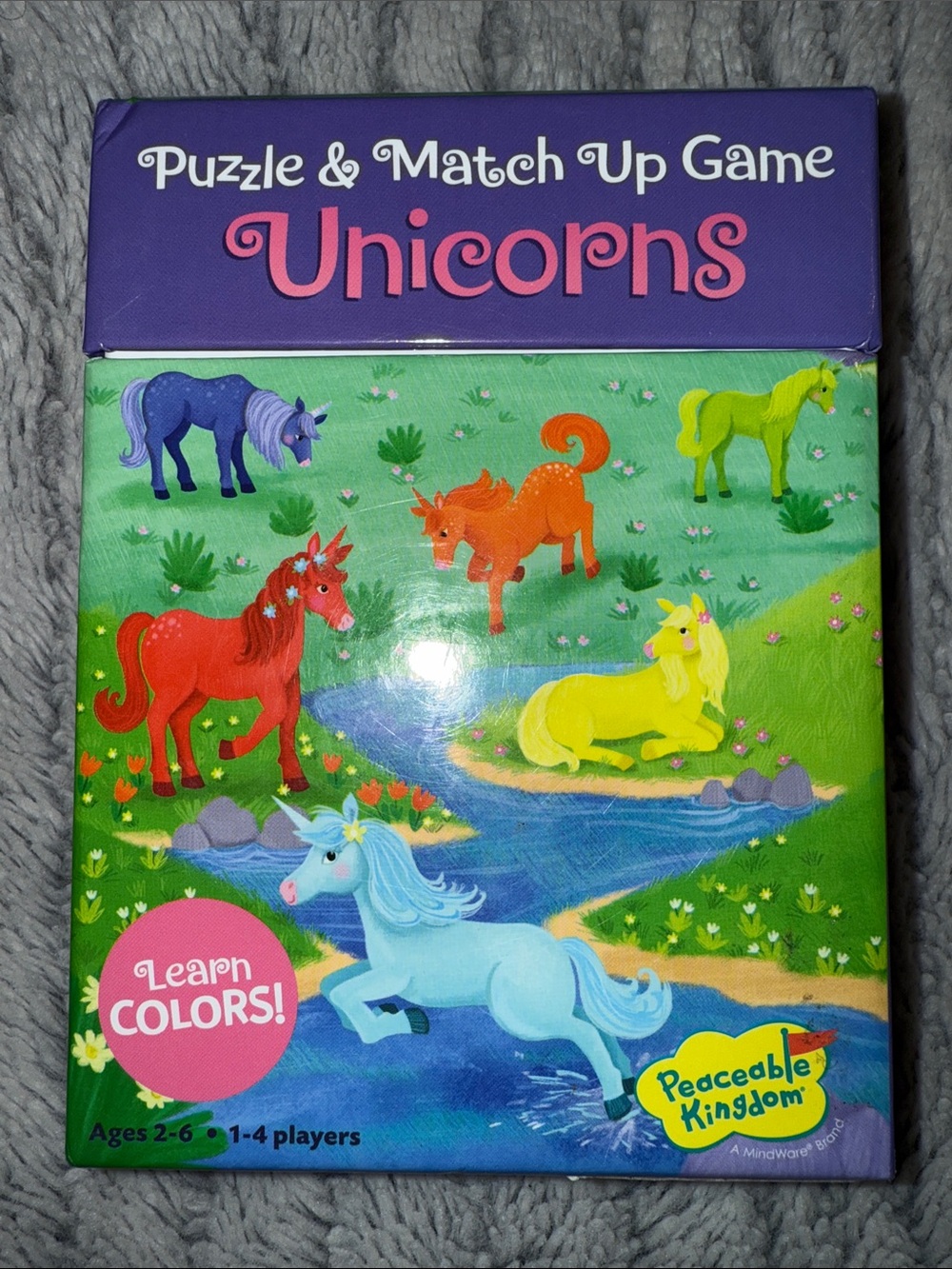 Peaceable Kingdom Unicorns Puzzle & Match Up Game - Bright Multicolor